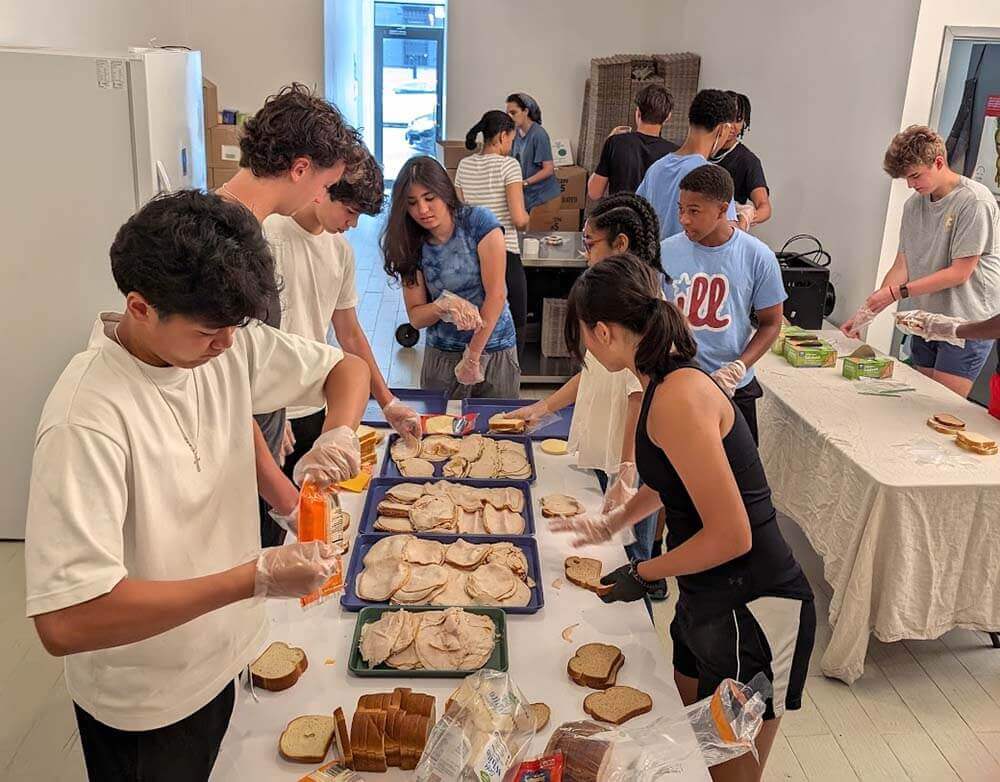 Students prepared food to be donated to local community fridges.