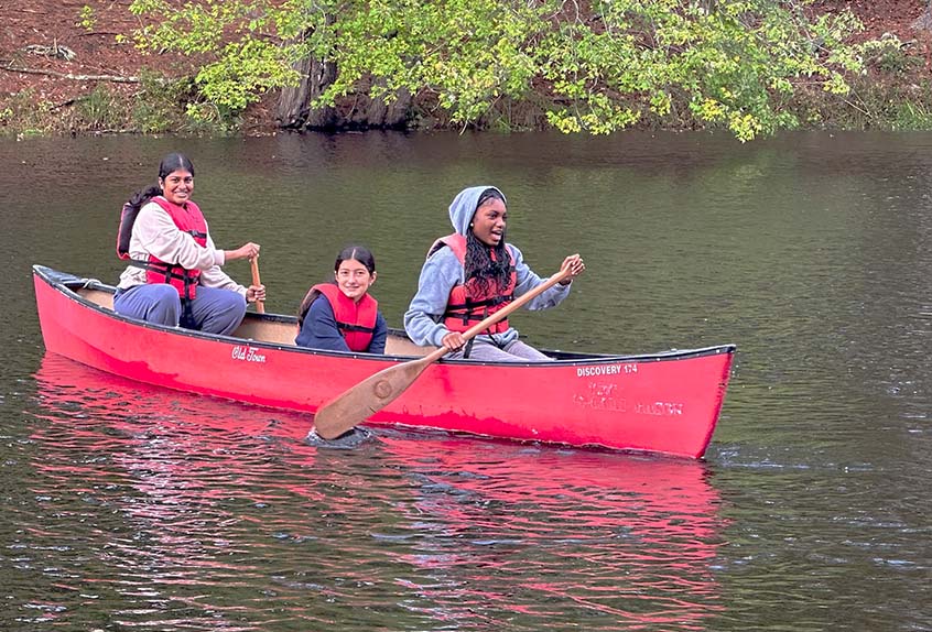 Camp Mason students in canoe