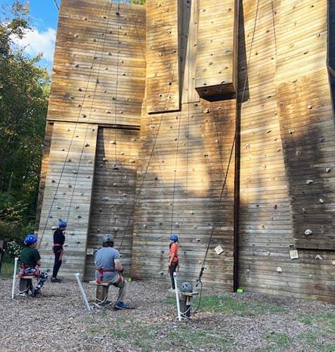 Camp Mason students rock wall