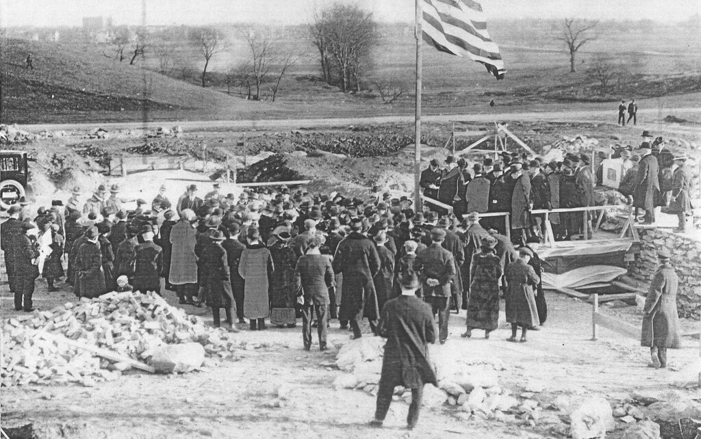 Historical photo of school  groundbreaking on Poly's Dyker Heights campus circa 1916.